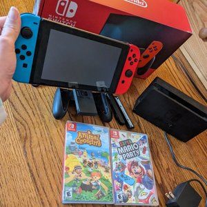Nintendo Switch with Animal Crossing & Super Mario Party